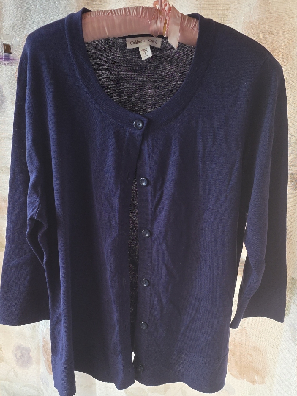 Coldwater Creek Navy Button-Front Women’s Cardigan Sz L